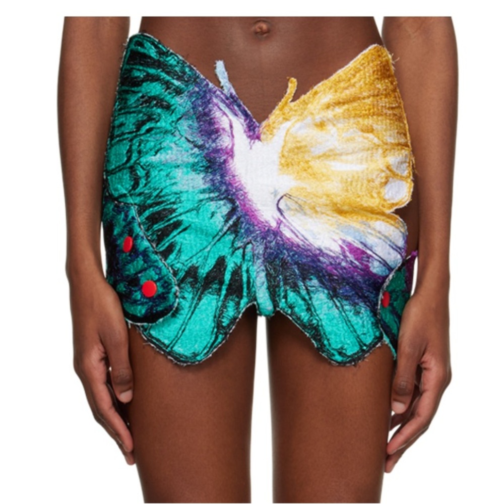 MASHA POPOVA 
Multicolor butterfly soul mini skirt